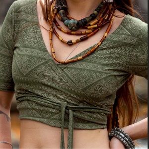 Organic Hemp cotton olive green boho Tribal fusion belly Dance Top: never worn!